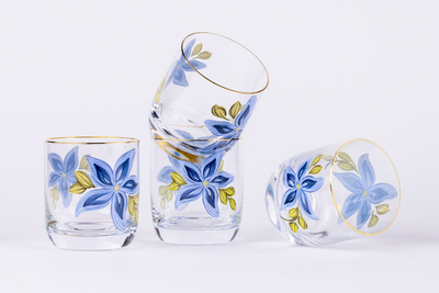 Oceanic Bloom & Gold Rimmed Tumblers – Set of 6