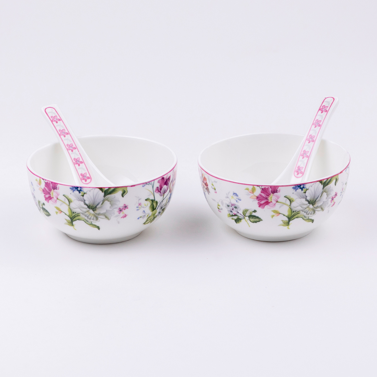 Garden Splendor soup set - Set of 6 bowls & 6 spoons