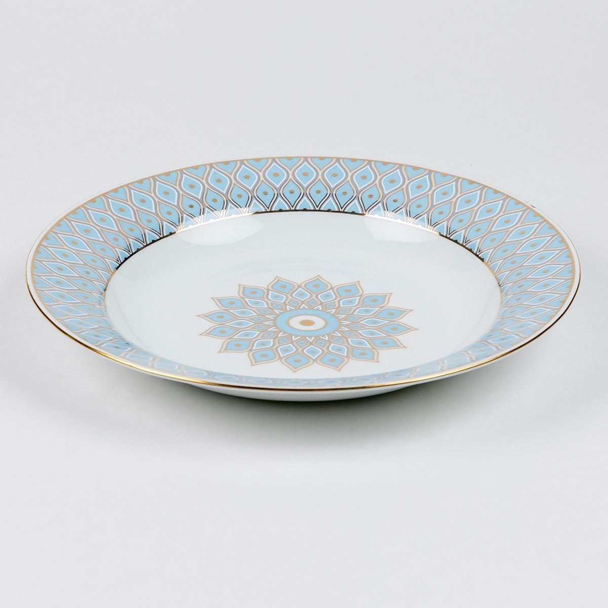 Majestic Blue Mosaic Pasta Plates (24K Gold detailing) | 10.5 Inch Wide - Set of 2
