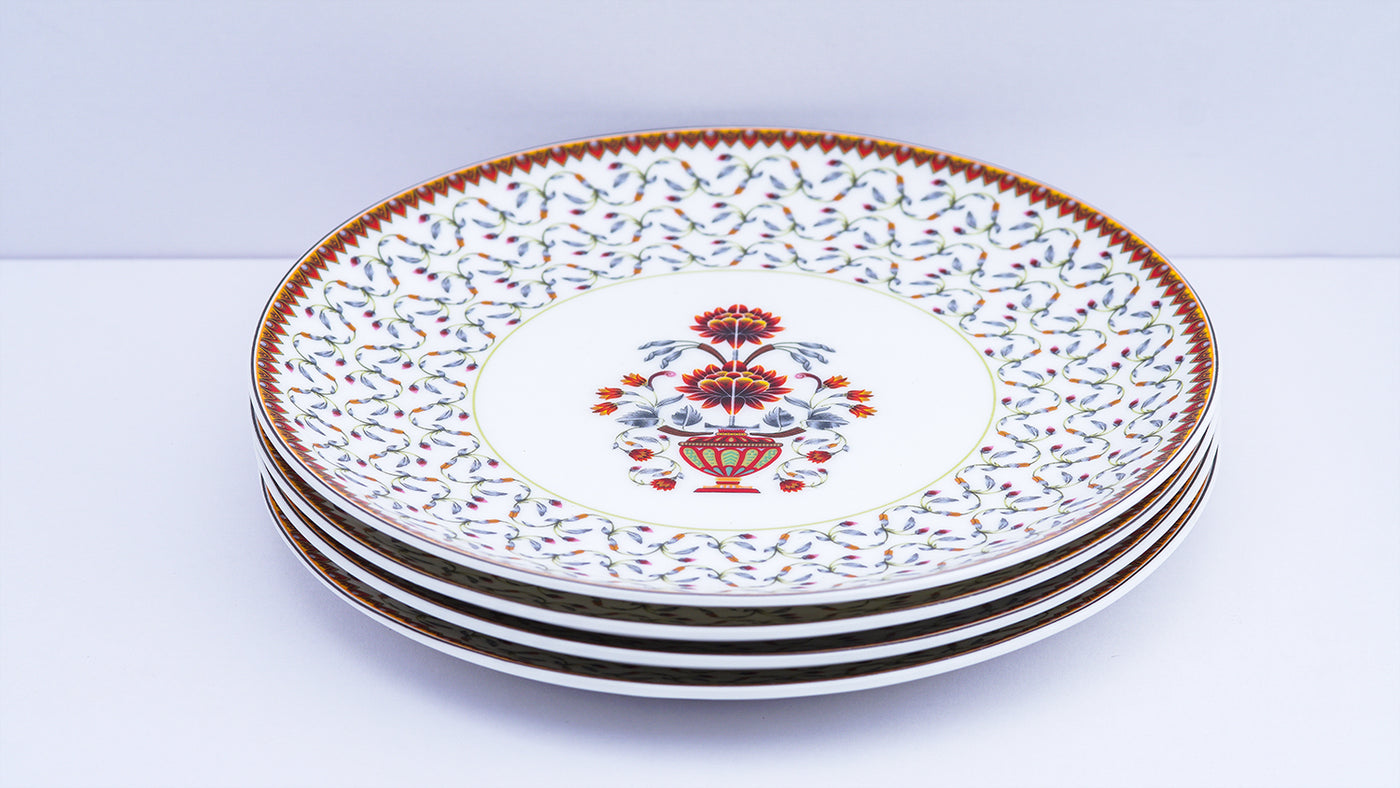 Imperial Mughal Bouquet side plates - Set of 4