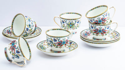 Himalayan Flora Cup & Saucer Set | 6 Cups & 6 Saucers