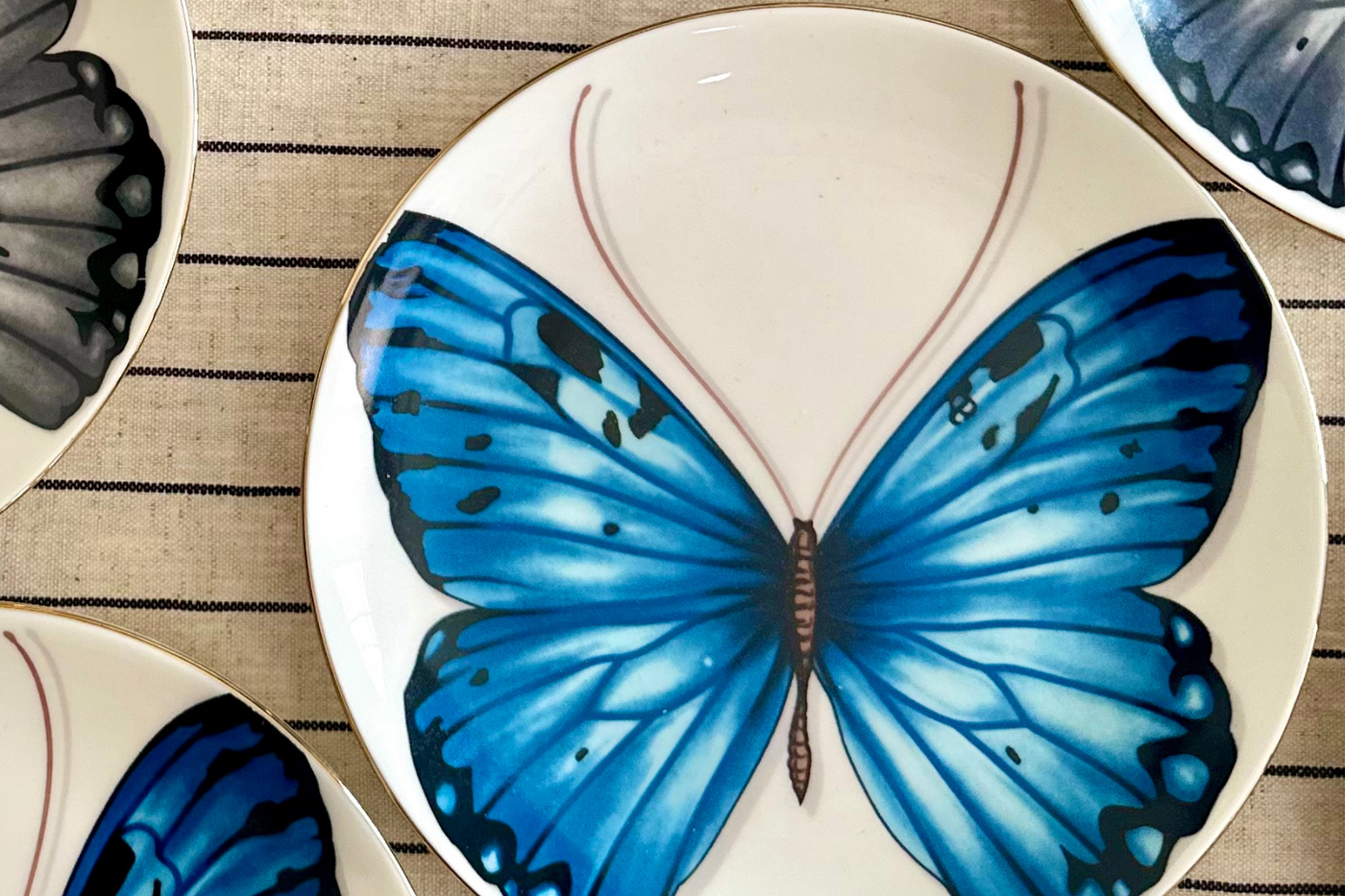 Blue Monarch Butterfly side plates - Set of 4