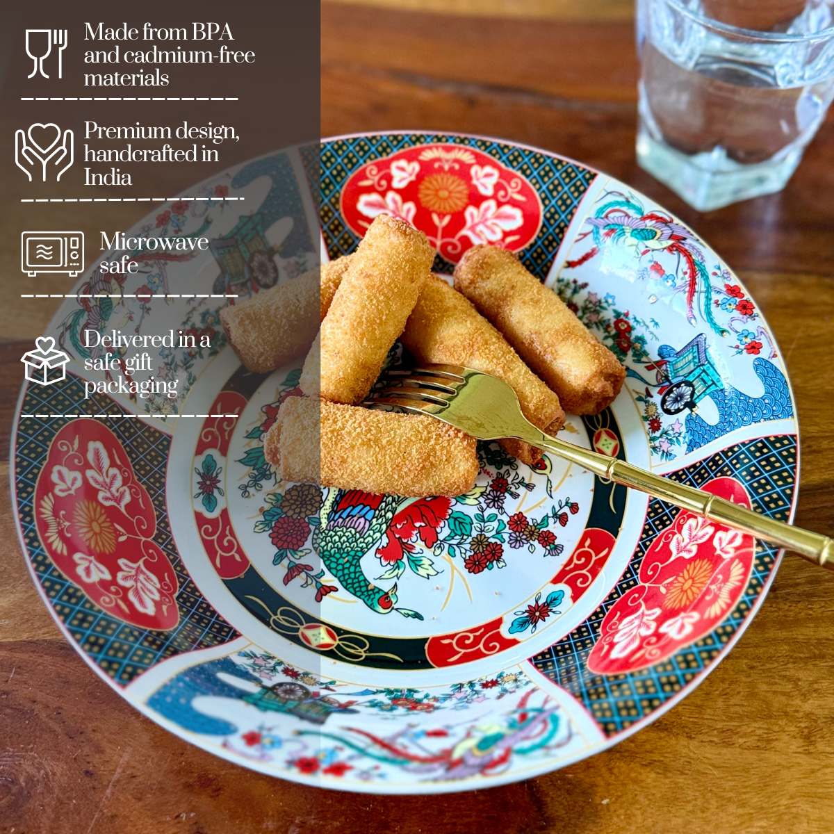 Oriental Bloom Pasta Plates | 12 Inch Wide - Set of 2