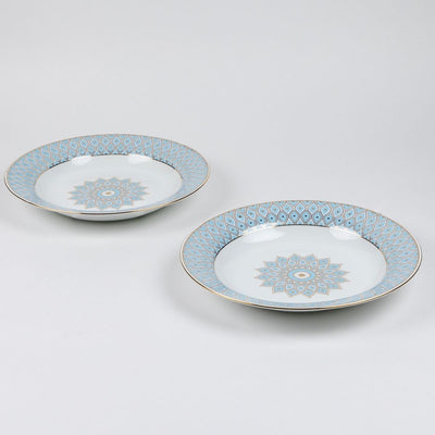 Majestic Blue Mosaic Pasta Plates (24K Gold detailing) | 10.5 Inch Wide - Set of 2