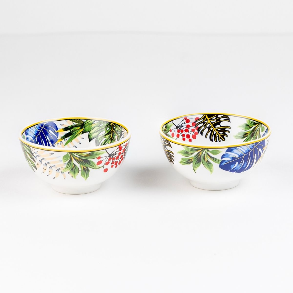 Tropical hues mini porcelain bowls for dessert - Set of 6 Pieces, 3.5 inch Wide