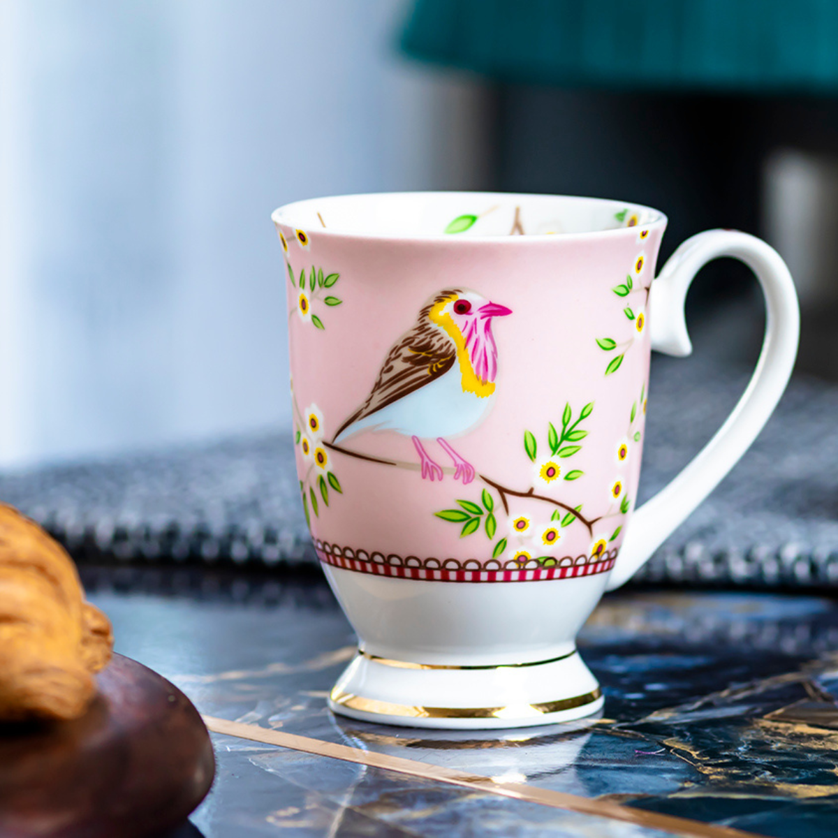 Birdie in Pink Coffee/Tea mugs - Set of 2 (300ml each)