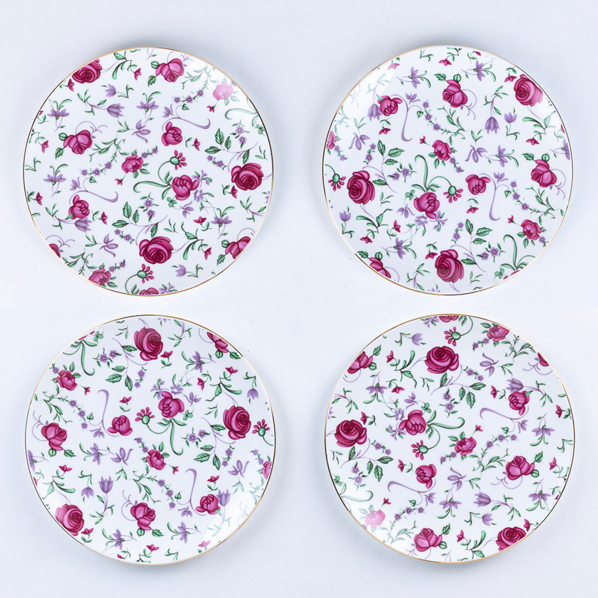 Button Rose Ceramic Dinner Set – 18 & 38 Piece, Elegant Rose Print, Serving 6