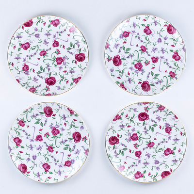 Button Rose Ceramic Dinner Set – 18 & 38 Piece, Elegant Rose Print, Serving 6