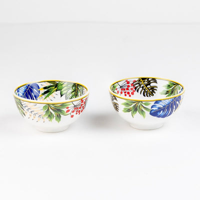 Tropical hues mini porcelain bowls for dessert - Set of 6 Pieces, 3.5 inch Wide