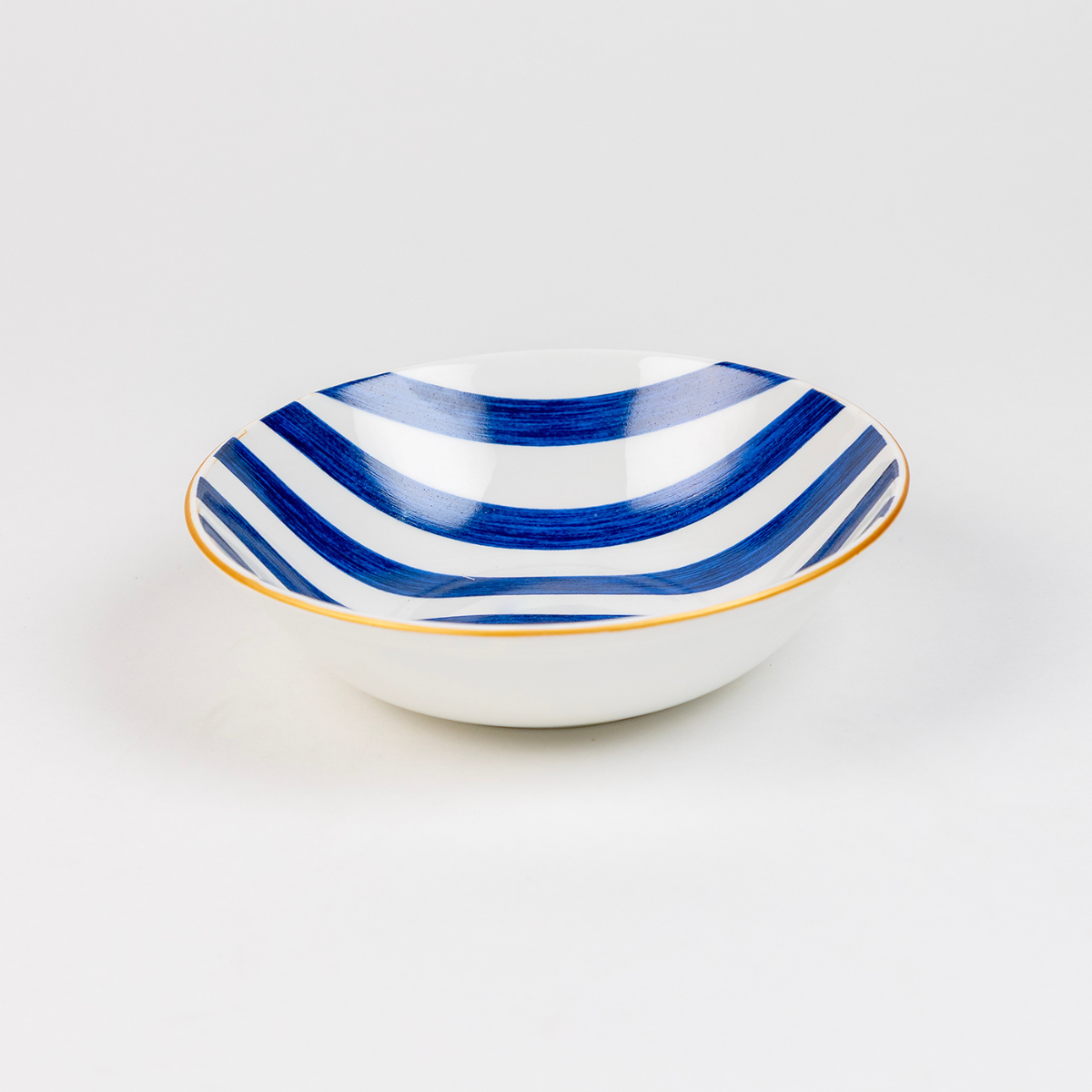 Blue Candy Stripes Snack Bowls - Set of 2 (7 inch wide, 450ML capacity)