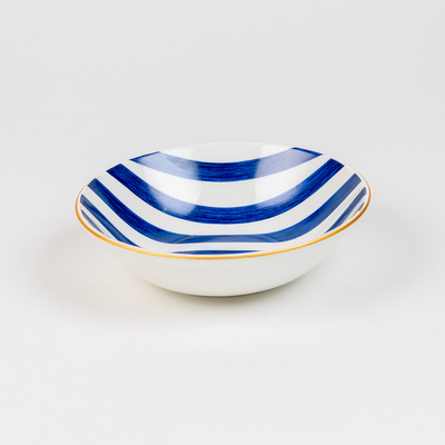 Blue Candy Stripes Snack Bowls - Set of 2 (7 inch wide, 450ML capacity)
