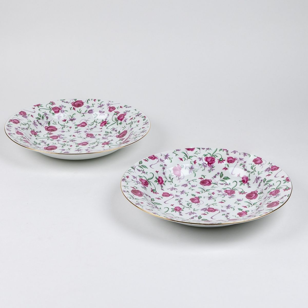Button Rose Pasta Plates | 10.5 Inch Wide - Set of 2