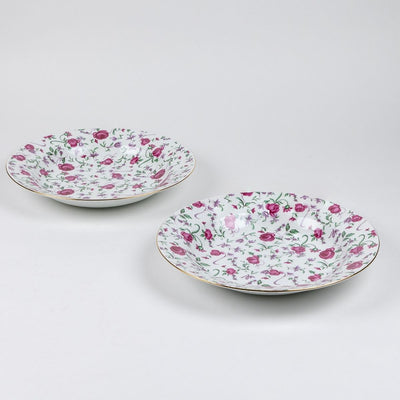 Button Rose Pasta Plates | 10.5 Inch Wide - Set of 2