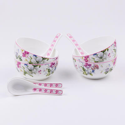 Garden Splendor soup set - Set of 6 bowls & 6 spoons