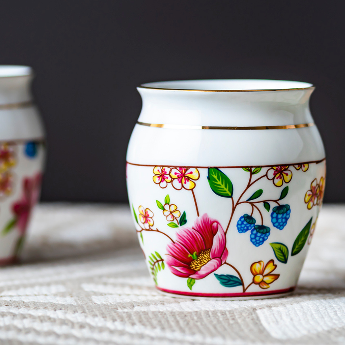 Blush Blossom ensemble - Set of 6 Kulhad Tea Cups, 200ml