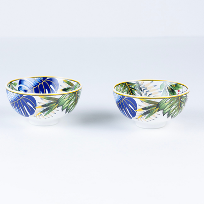 Tropical Hues Porcelain Bowls for Snacks - Set of 4 Pieces, 5 inch Wide