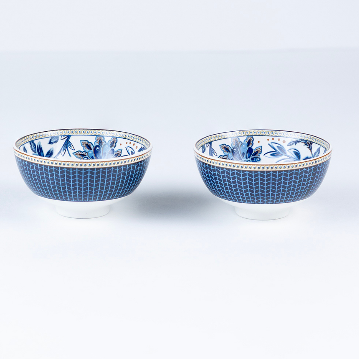 Blue Blossom Porcelain Bowls for Snacks - Set of 4 Pieces, 5 inch Wide