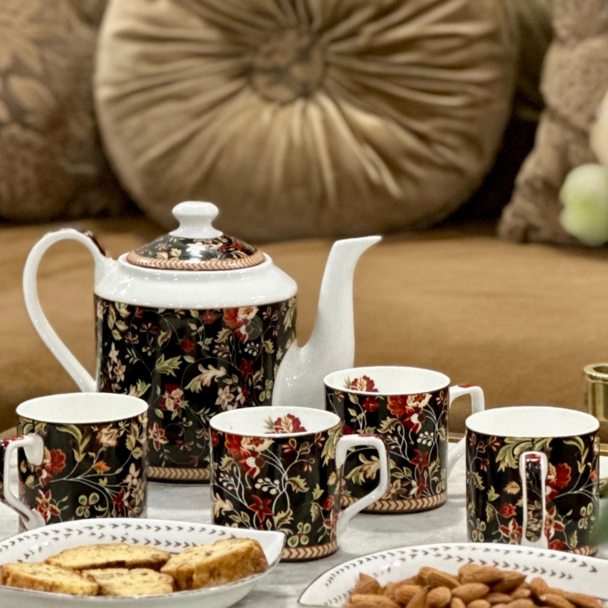 Enchanted Night Garden Tea Cups & Kettle - 6 Cups & 1 Kettle