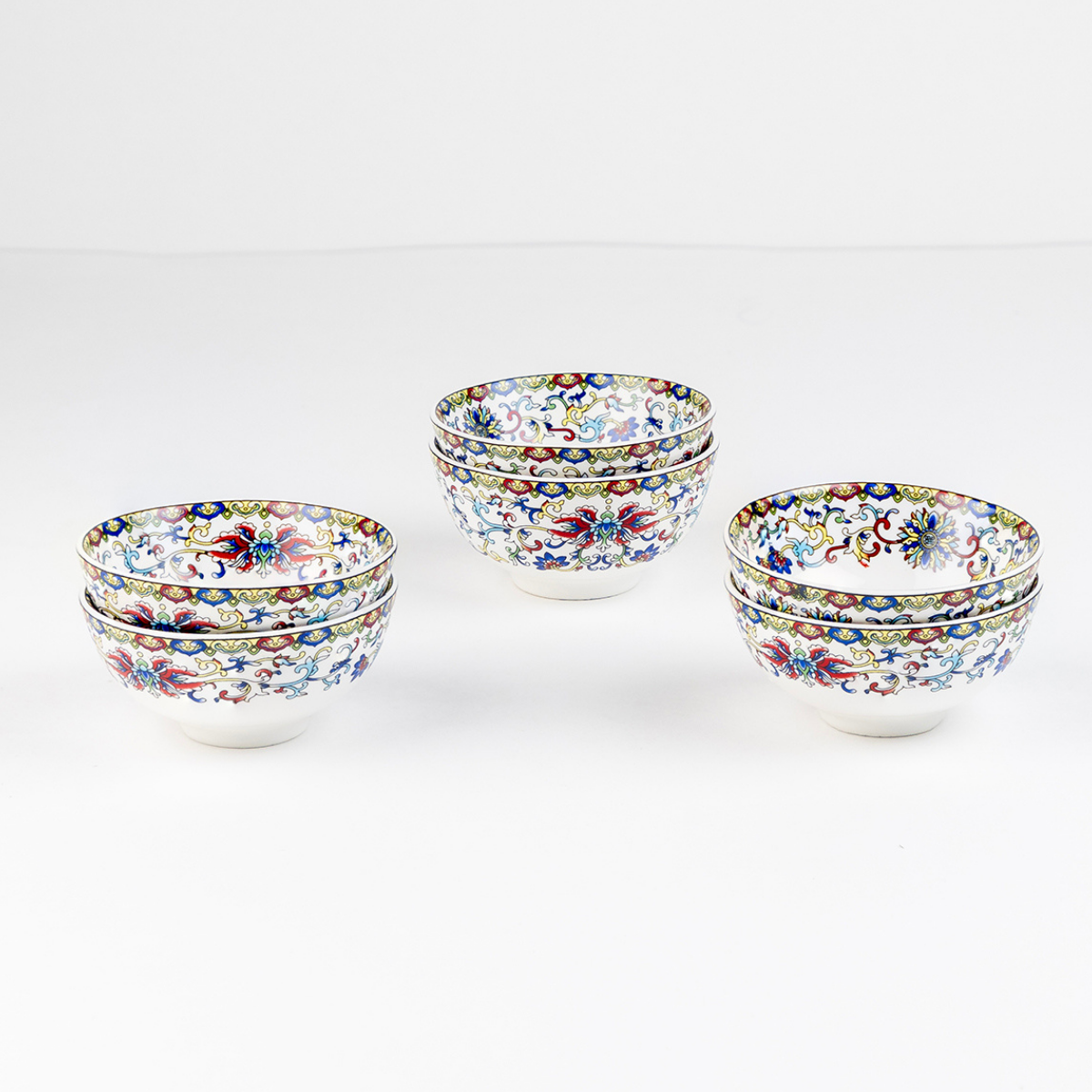 Himalayan Flora mini porcelain bowls for dessert - Set of 6 Pieces, 3.5 inch Wide