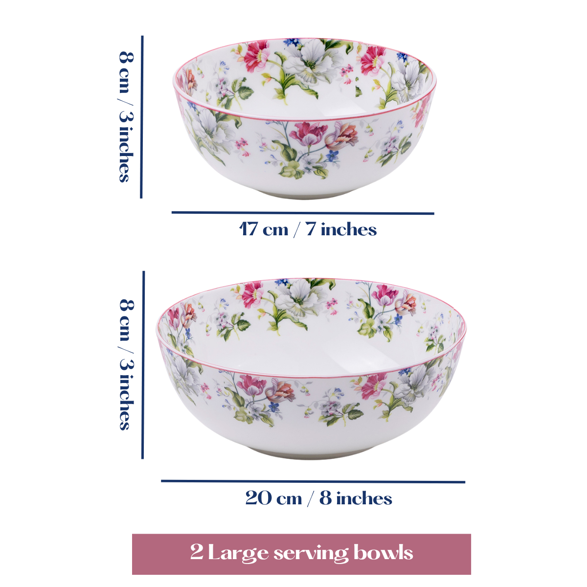 Garden Splendor serving bowls - Set of 2 Pieces, 800ML & 1000ML