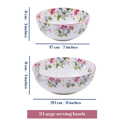 Garden Splendor serving bowls - Set of 2 Pieces, 800ML & 1000ML