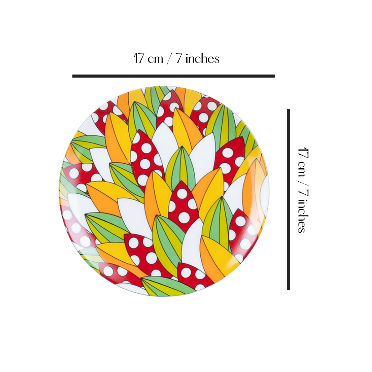 Red & Yellow Abstract snack plates - Set of 4 (7 inch each)