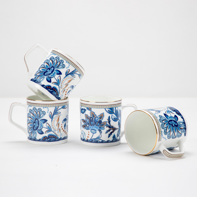 Blue Blossom Tea/ Coffee Cups - Set of 6, 200 ml