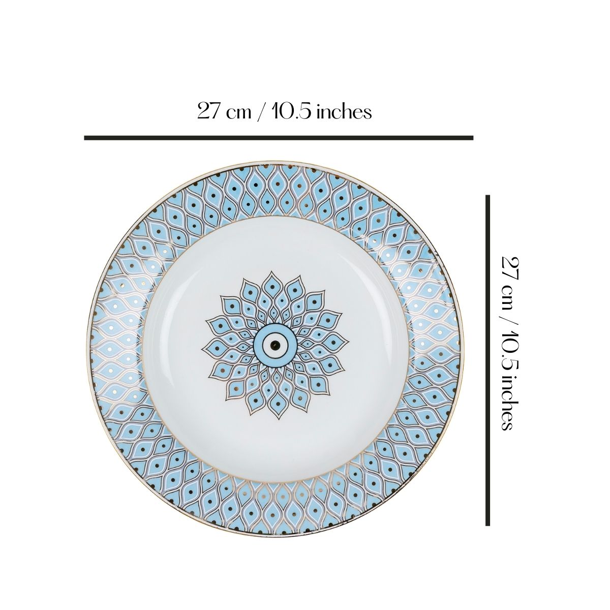 Majestic Blue Mosaic Pasta Plates (24K Gold detailing) | 10.5 Inch Wide - Set of 2