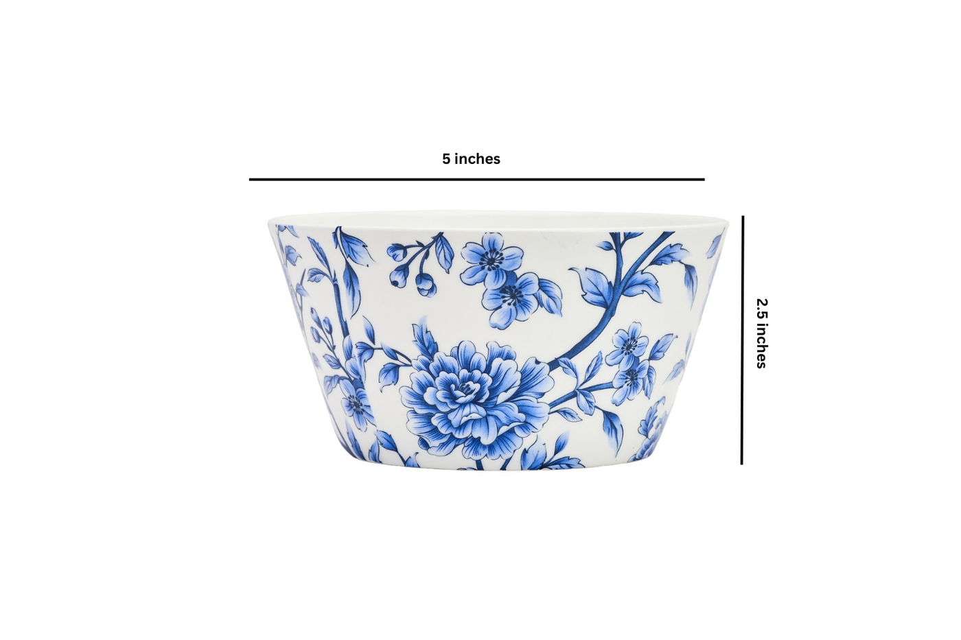 Sapphire Bloom Snack Bowls - Set of 2 (5 inch wide, 350ML capacity)