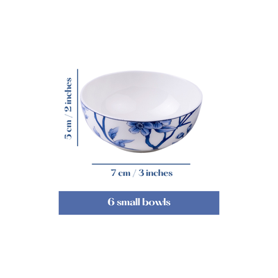 Sapphire Bloom small bowls - Set of 6 Pieces, 4 inch Wide