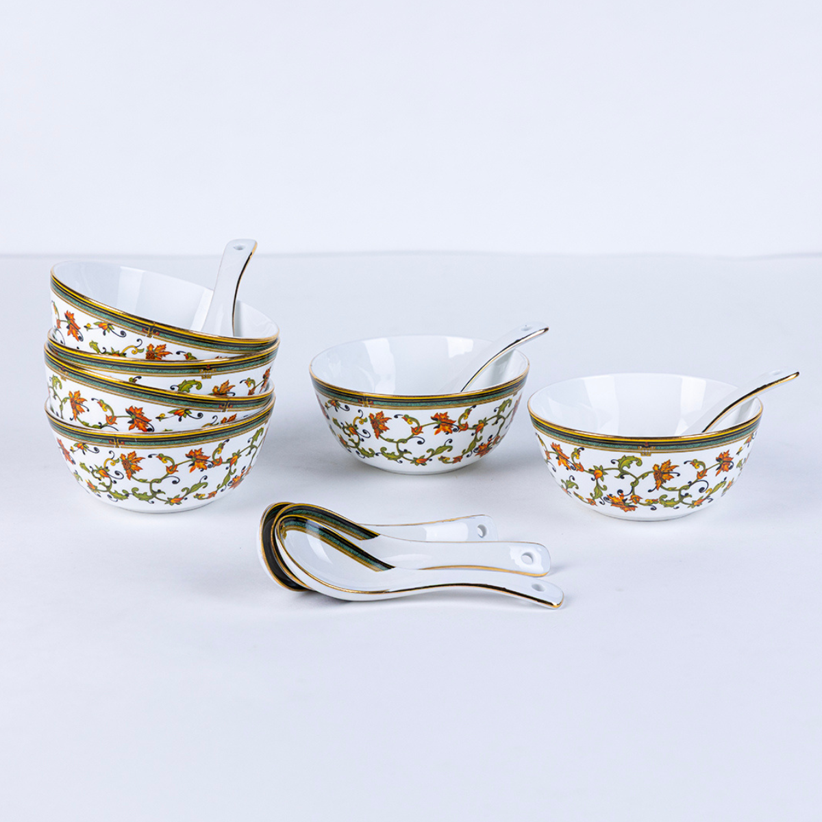 Chinar Bloom Luxury Dinner Set – 18 & 38 Piece, Ceramic Floral Crockery, Serving 6