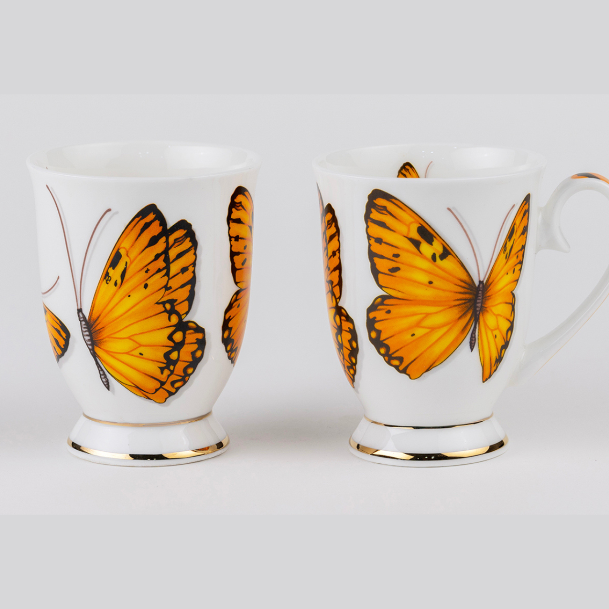 Golden Monarch Butterfly Coffee/Tea mugs - Set of 2 (300ml each)