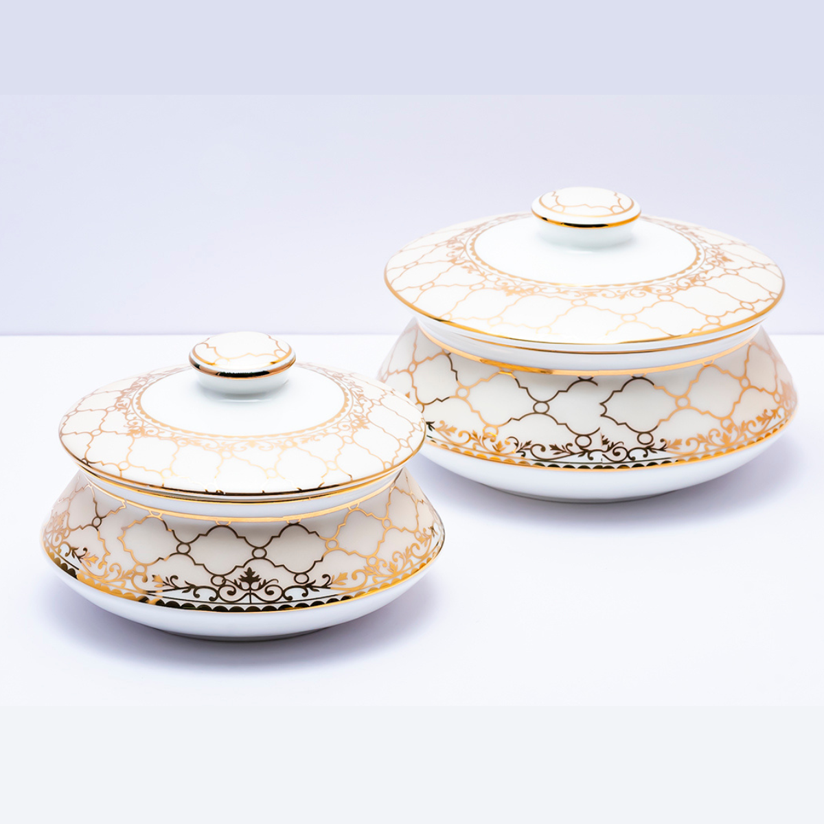 Gold mesh handi with lid - Set of 2
