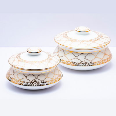 Gold mesh handi with lid - Set of 2