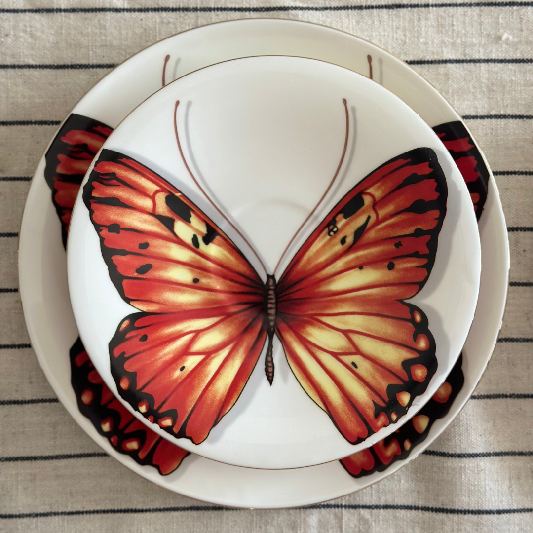 Orange Monarch Butterfly side plates - Set of 4