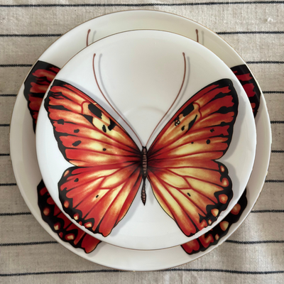 Orange Monarch Butterfly side plates - Set of 4