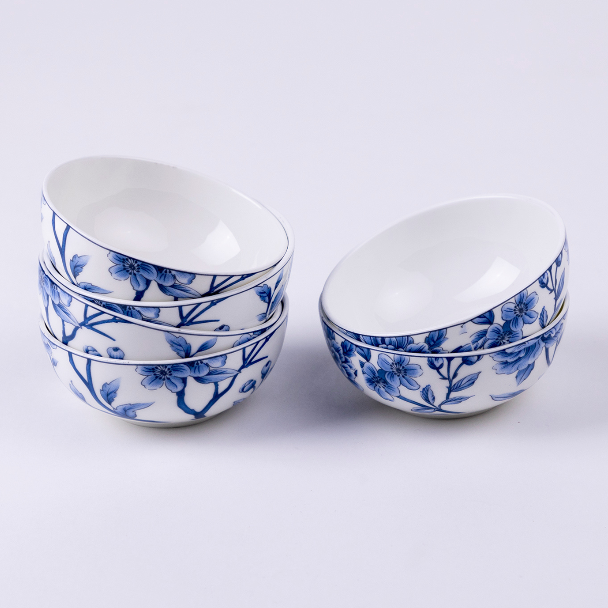 Sapphire Bloom small bowls - Set of 6 Pieces, 4 inch Wide
