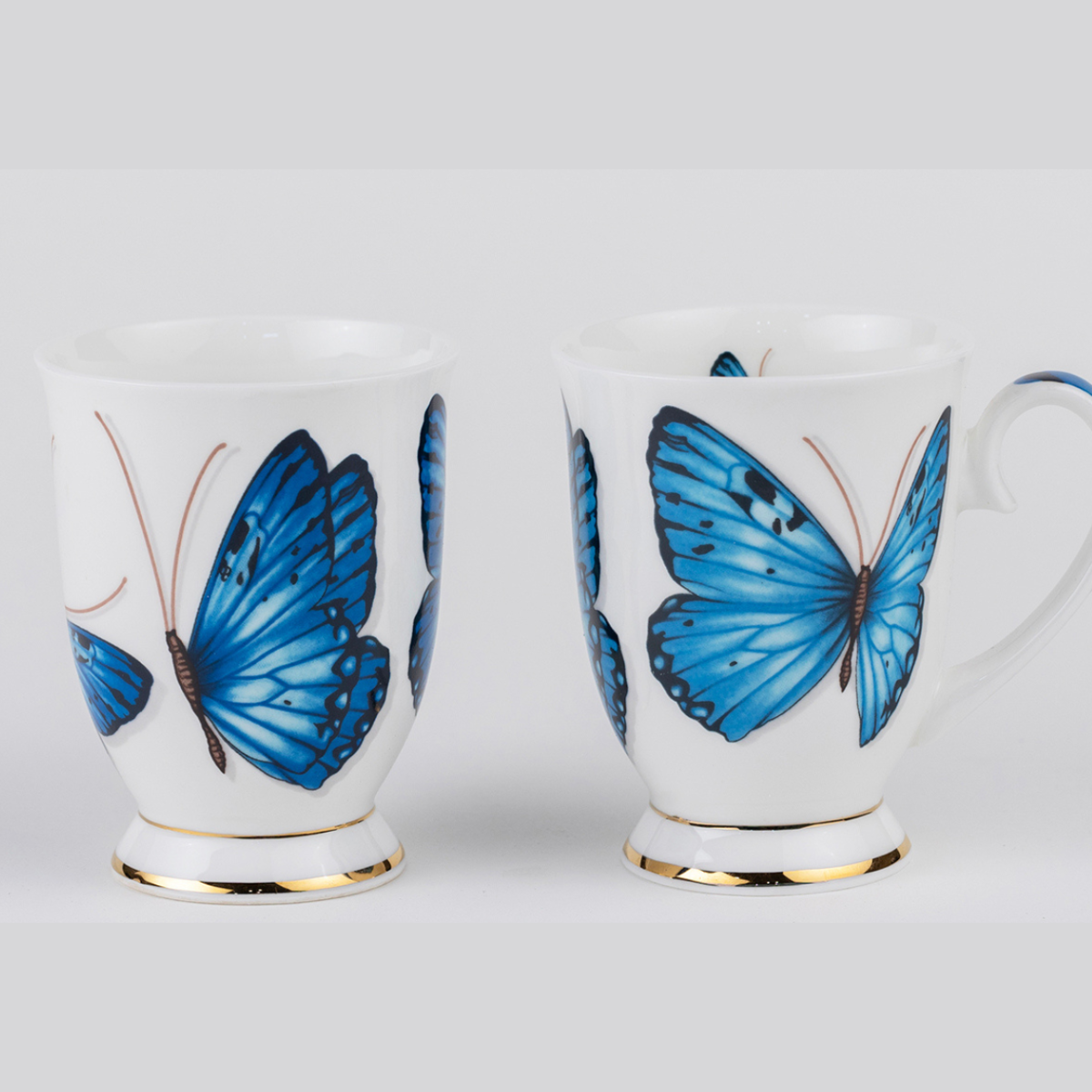 Blue Monarch Butterfly Coffee/Tea mugs - Set of 2 (300ml each)