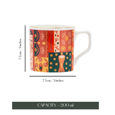 Artistic Impressions Tea/ Coffee Cups - Set of 6, 200 ml