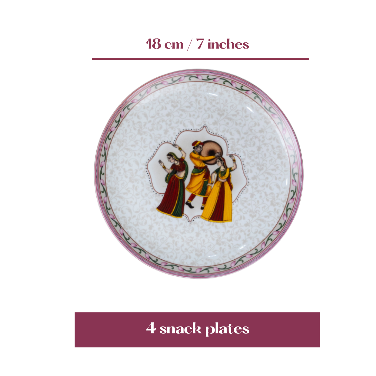Dance of Harmony snack plates - Set of 4 (7 inch each)