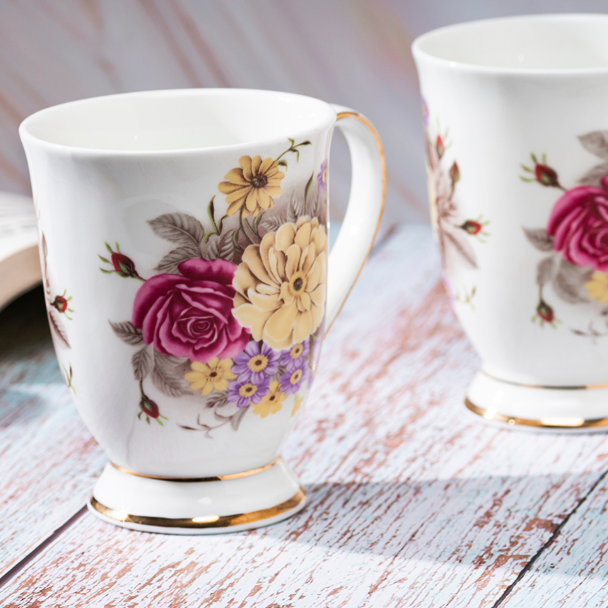 English Rose Coffee/Tea mugs - Set of 2 (300ml each)