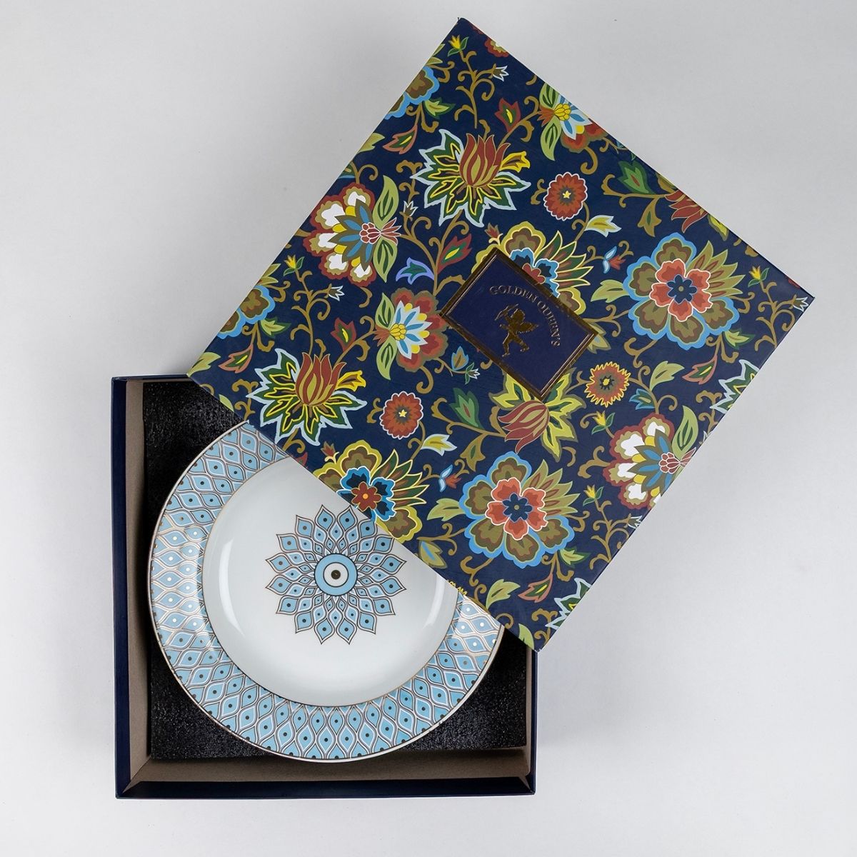 Majestic Blue Mosaic Pasta Plates (24K Gold detailing) | 10.5 Inch Wide - Set of 2