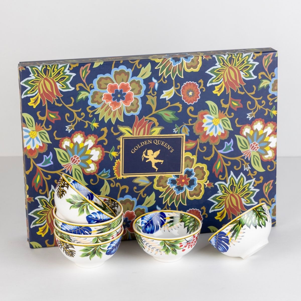 Tropical hues mini porcelain bowls for dessert - Set of 6 Pieces, 3.5 inch Wide