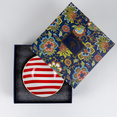 Red Candy Stripes Snack Bowls - Set of 2 (7 inch wide, 450ML capacity)