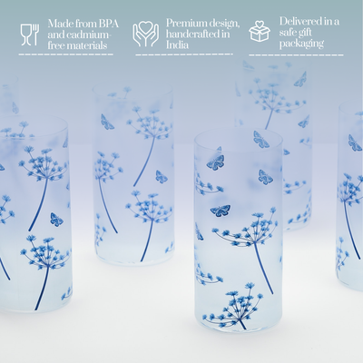 Fluttering Butterfly Glass Tumblers - Set of 4 (300ML)