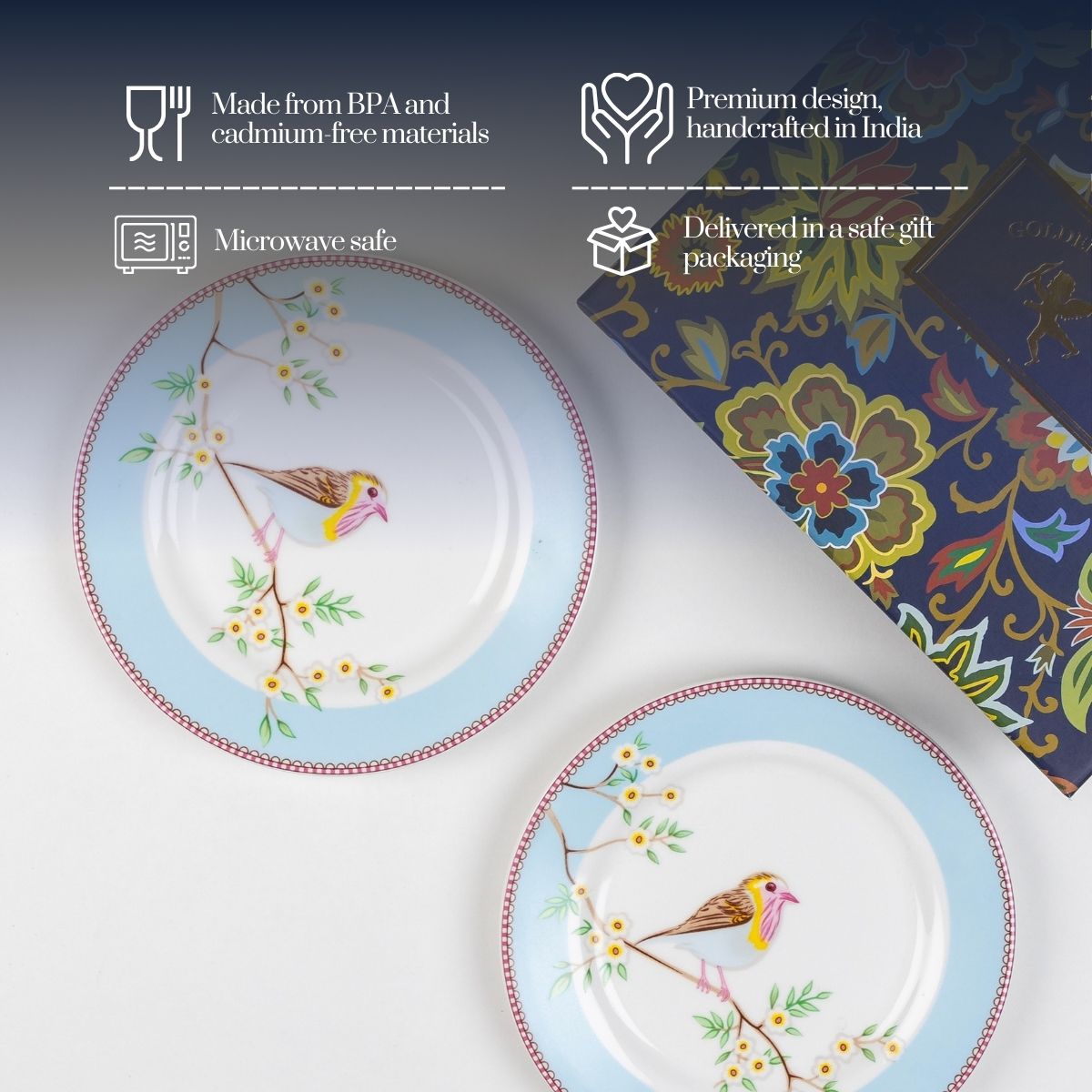 Little Birdie (Blue) snack plates - Set of 4 (7 inch each)