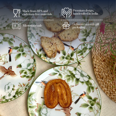 Bird in a Garden snack plates - Set of 4 (7 inch each)
