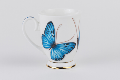 Blue Monarch Butterfly Mugs – Set of 2