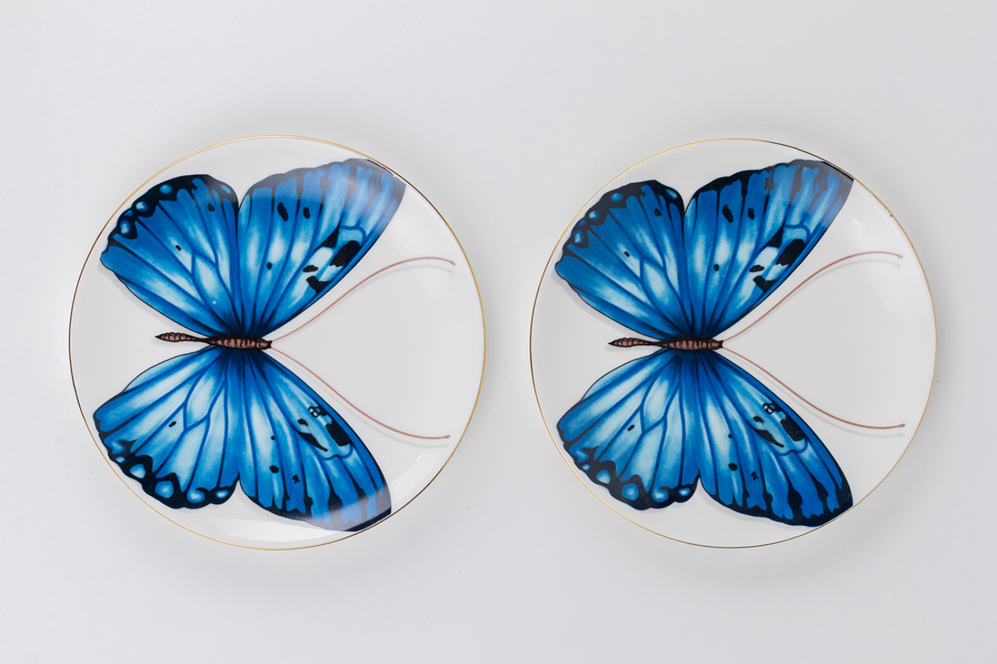 Blue Monarch Butterfly side plates - Set of 4