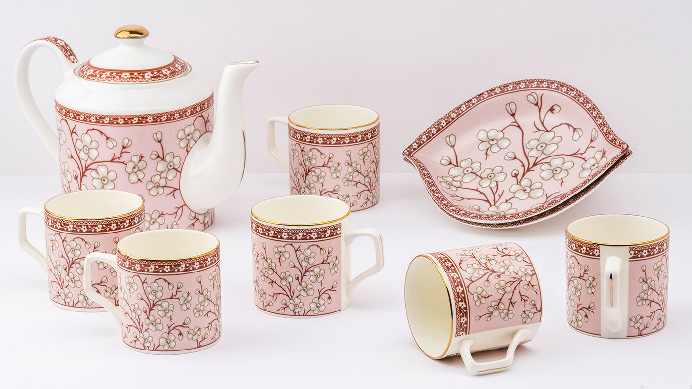 Sweet Alyssum Tea Set & Nut Tray